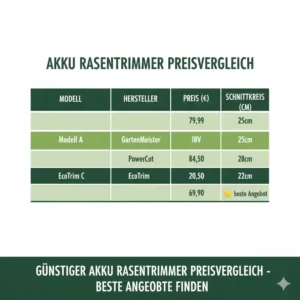 Vergleichstabelle der akku rasentrimmer günstig Modelle für den kleinen Garten.