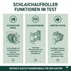 Wichtige funktionen im schlauchwagen garten test – aufrollautomatik und zubehör