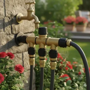 Detail der einzeln bedienbaren Regler des wasserverteiler 4 fach garten.