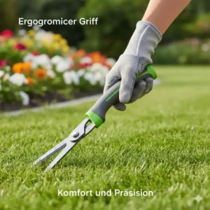 Ergonomie-Check der Manuelle Rasenschere Test-Modelle: Nahaufnahme eines Komfort-Griffs (Hand-Grasschere).
