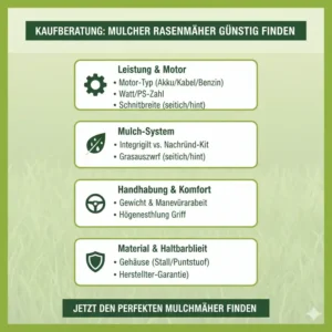 Wichtige Kriterien der Kaufberatung für Mulcher Rasenmäher günstig finden.