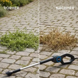 Vorher-Nachher-Vergleich nach der Anwendung des unkrautbrenner elektrisch amazon.