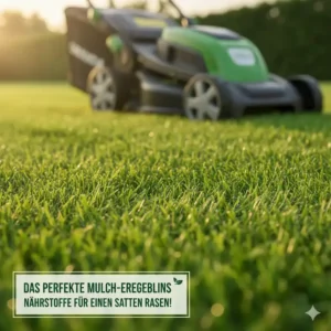 Detailaufnahme des Mulch-Ergebnisses – zeigt den besten Mulcher Rasenmäher günstig.