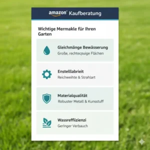Infografik der wichtigsten Kaufberatungs-Merkmale für den besten oszillierender rasensprenger amazon.