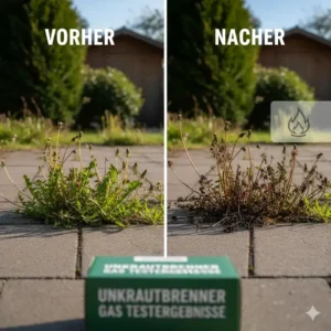 Vergleich des Unkrauts vor und nach dem unkrautbrenner gas test