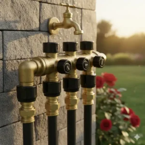 Robuste Metallausführung des wasserverteiler 4 fach garten mit langer Lebensdauer.