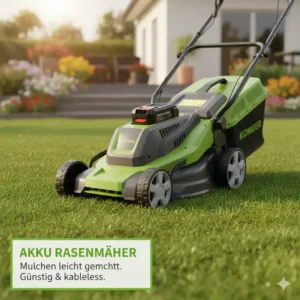Mulcher Rasenmäher günstig als Akku-Modell mit Mulch-Funktion.