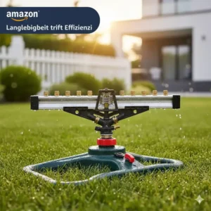 Robuster oszillierender rasensprenger amazon mit Metallbasis und langlebigen Düsen.