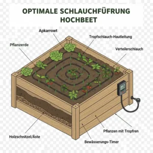Optimale Schlauchführung für das bewässerungssystem hochbeet