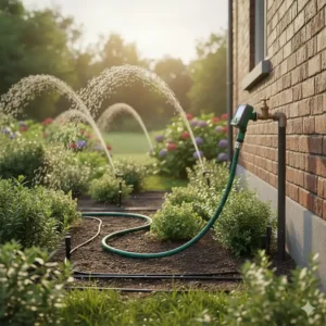 Automatisches bewässerungssystem mit wasser timer garten test gerät.