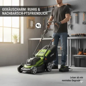 Geringe Lautstärke und emissionsfreier Betrieb – ein Vorteil im Akku Rasenmäher Test 2025