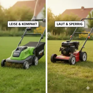 Kompakter und leiser elektrische vertikutierer amazon im Vergleich zu einem Benzin-Modell.