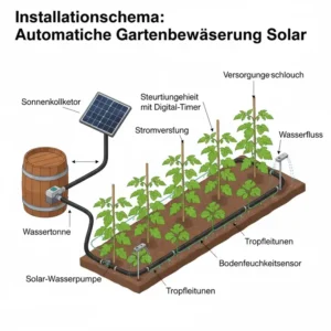 Installationsschema für das System der automatische gartenbewässerung solar
