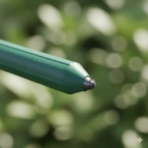 Nahaufnahme der Spitze und der Beschichtung des pflanzstäbe metall beschichtet.