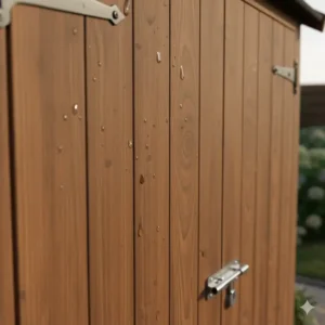 Detailansicht: Imprägniertes Holz für den geräteschrank garten wetterfest.