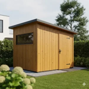 Praktischer Geräteschuppen Holz imprägniert mit elegantem Pultdach-Design.