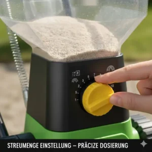 Sandstreuer Garten günstig mit Detailansicht der Einstellung für die Streumenge.