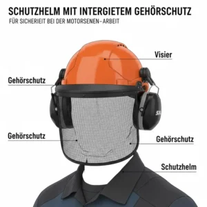 Erläuterung des SNR-Werts (Single Number Rating) zur Dämpfung und Lärmreduzierung von Gehörschutz Motorsense gegen den Lärm der Motorsense.