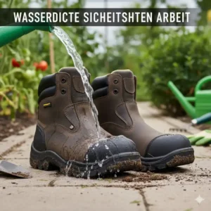 Wasserdichte Materialien für trockene Füße mit den Sicherheitsschuhe Garten Arbeit beim Bewässern.