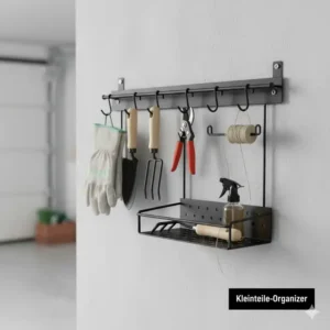 Kleinteile Gartengeräte Organizer kaufen mit kleinen Haken und Ablagen für Handschuhe und Gartenscheren.