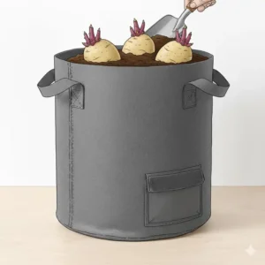 Erde anhäufeln, um den Ertrag der Pflanzsack Tomaten Kartoffeln-Pflanzen zu steigern.