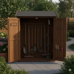 Aufbewahrung für langstielige Werkzeuge im geräteschrank garten wetterfest.