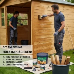 DIY-Anleitung zur Imprägnierung des Geräteschuppen Holz imprägniert.