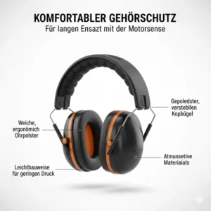 Ergonomische, bequeme Gehörschützer Motorsense mit weichen Polstern, geeignet für den langfristigen Einsatz der Motorsense.