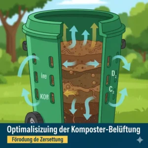 Belüftungssystem eines Komposter garten test 2025 Modells zur Beschleunigung der Zersetzung.
