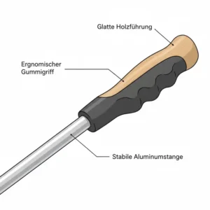 Detail des ergonomischen Griffs einer sämaschine handbetrieben.