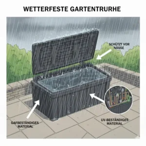 UV-beständige und wetterfeste Gartengeräte Kiste groß, schützt den Inhalt zuverlässig.
