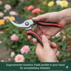 Ergonomischer Griff der beste Gartenschere für Rosenschnitt für ermüdungsfreies Arbeiten in kleineren und größeren Händen.