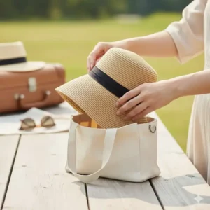 Der faltbare gartenhut sonnenschutz damen, ideal zum einfachen Verpacken und Mitnehmen auf Reisen.