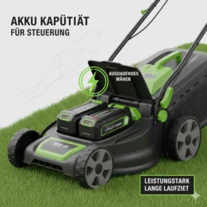 Darstellung der Batterietechnologie für den akku rasenmäher mit radantrieb für hanglage.