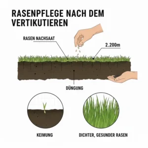 Rasenpflege nach dem Einsatz: Düngen nachdem der elektrischer Vertikutierer für Moos entfernen genutzt wurde.