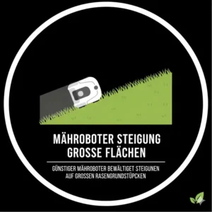 Auch bei Hanglage arbeitet der roboter rasenmäher für große flächen günstig zuverlässig.