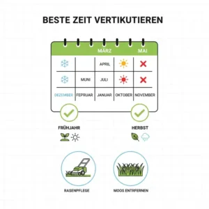 Infografik zum besten Zeitpunkt, um einen elektrischer Vertikutierer für Moos entfernen anzuwenden.
