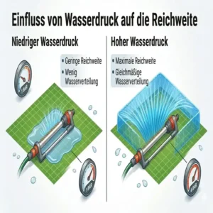 Diagramm zum optimalen Wasserdruck für den oszillierender rasensprenger für rechteckige flächen.