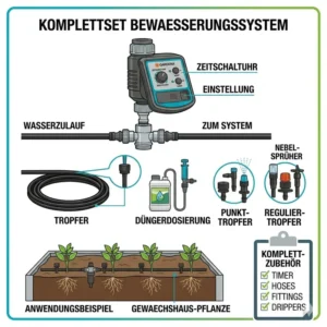 Detailansicht der Tropfer als Teil vom komplettset bewässerungssystem für gewächshaus.