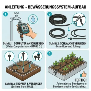 Aufbauanleitung für ein automatisches komplettset bewässerungssystem für gewächshaus.