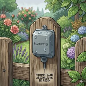 Vergleich der Wassereinsparung durch eine automatische gartenbewässerung mit regensensor.