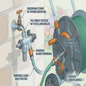 Darstellung der Wasserverbindung zum Schlauchwagen mit automatischer Aufrollfunktion.