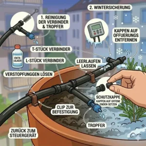 Tipps zur Wartung und Reinigung der micro-tropfbewässerung für kräuter im balkon vor dem Winter.