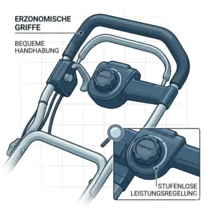 Ergonomische Griffe der elektrische Gartenfräse mit Tiefeneinstellung für bequemes Arbeiten.