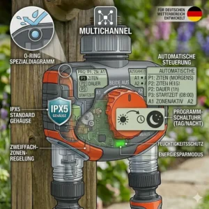 Die automatische Zeitplanungsfunktion für den wasser timer garten mit zwei ausgängen