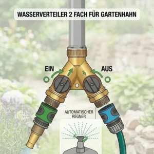 Anwendungsbeispiel für zwei Schläuche gleichzeitig mit dem wasserverteiler 2 fach für gartenhahn.