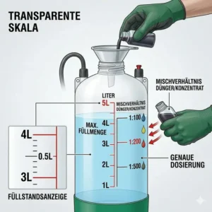 Clear measurement scale and transparent tank of the drucksprühgerät 5 liter für pflanzenschutz