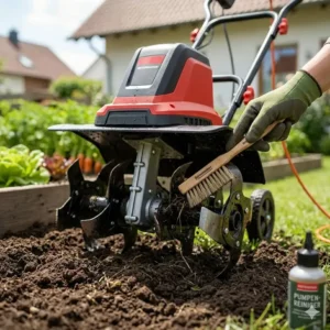 Einfache Reinigung der motorhacke elektro leise für beete nach der Gartenarbeit.