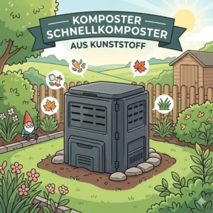 Infografik zur Funktionsweise eines Schnellkomposters aus Kunststoff mit Darstellung der Thermo-Isolierung und Wärmeentwicklung.