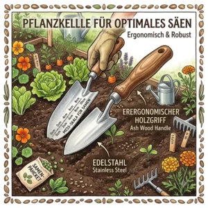 merkmale und material der pflanzkelle mit messskala für samen im detail.